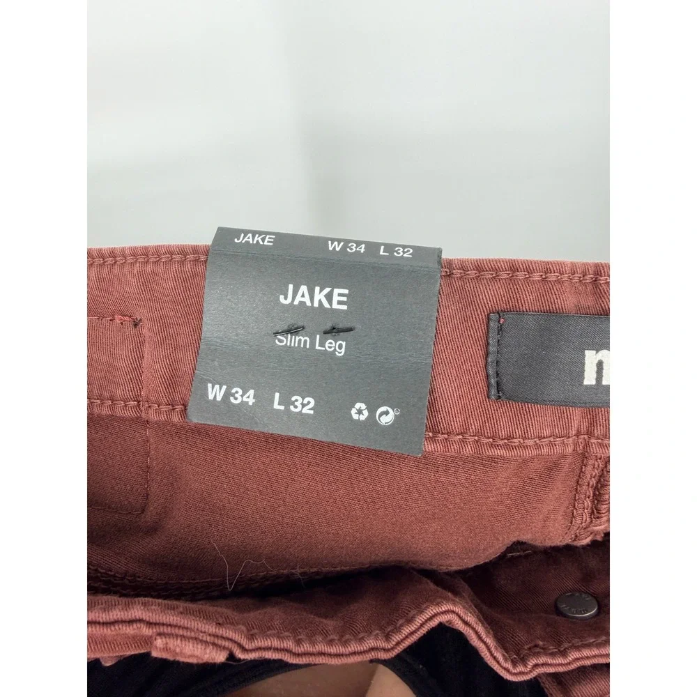 Mavi Jake Slim Leg Pants Mens 34x32 Brick Twill NWT Red Brown Jeans